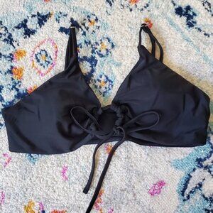 Black Bikini Top with Tie Front. Medium. EUC